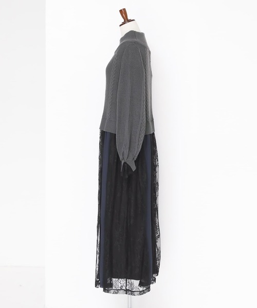 somari imagination（ソマリ イマジネーション）の「『レースドッキングケーブルニットワンピース』（ワンピース・レディース・チャコール/ピンクベージュ・1/2）」の8枚目の写真