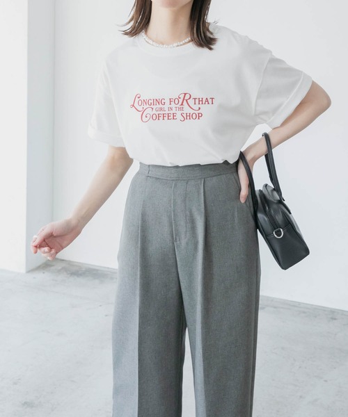 BONLECILL（ボンルシール）の「ロゴプリント cafe半袖Tシャツ（Tシャツ/カットソー・レディース・オフホワイト/サックスブルー/イエロー/ライトグリーン/アイボリー・FREE）」の12枚目の写真