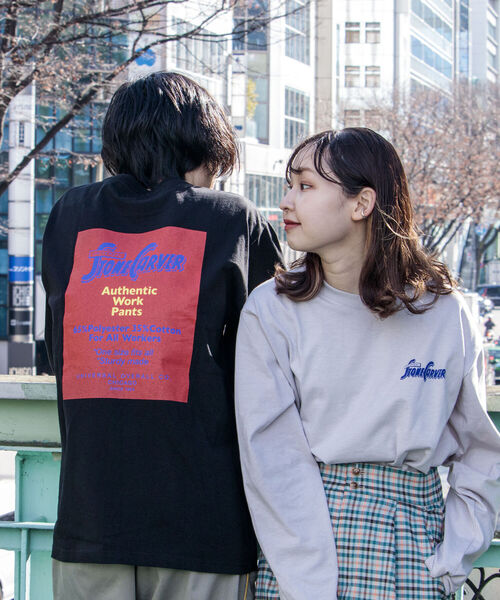 UNIVERSAL OVERALL（ユニバーサルオーバーオール）の「【UNIVERSAL OVERALL】別注 ”STONE CARVER” バックプリント ロンT（Tシャツ/カットソー・メンズ・ホワイト/ライトグレー/ブラック・MEDIUM/LARGE）」の14枚目の写真