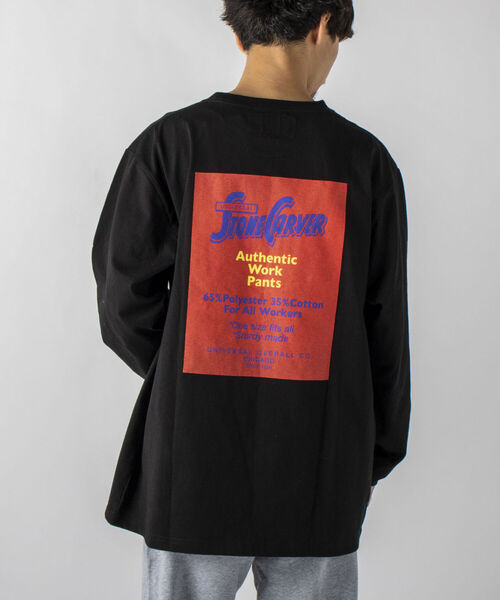 UNIVERSAL OVERALL（ユニバーサルオーバーオール）の「【UNIVERSAL OVERALL】別注 ”STONE CARVER” バックプリント ロンT（Tシャツ/カットソー・メンズ・ホワイト/ライトグレー/ブラック・MEDIUM/LARGE）」の17枚目の写真