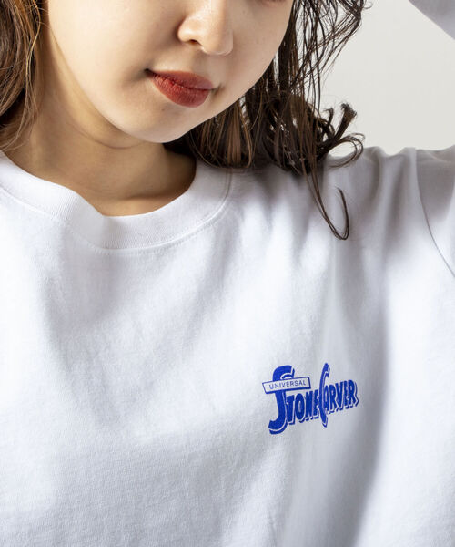 UNIVERSAL OVERALL（ユニバーサルオーバーオール）の「【UNIVERSAL OVERALL】別注 ”STONE CARVER” バックプリント ロンT（Tシャツ/カットソー・メンズ・ホワイト/ライトグレー/ブラック・MEDIUM/LARGE）」の13枚目の写真