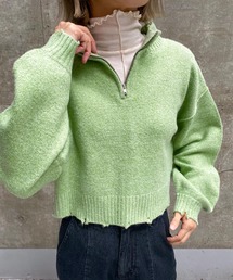 MLI'A | ZIP付ショート丈ブロークンニット(ニット/セーター)