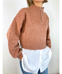 MLI'A | ZIP付ショート丈ブロークンニット(ニット/セーター)