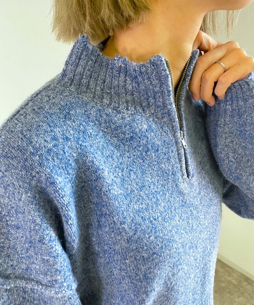 MLI'A（エムリア）の「ZIP付ショート丈ブロークンニット（ニット/セーター・レディース・ナチュラル/ブルー/イエロー系その他/オレンジ・M）」の3枚目の写真