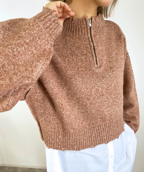 MLI'A（エムリア）の「ZIP付ショート丈ブロークンニット（ニット/セーター・レディース・ナチュラル/ブルー/イエロー系その他/オレンジ・M）」の15枚目の写真