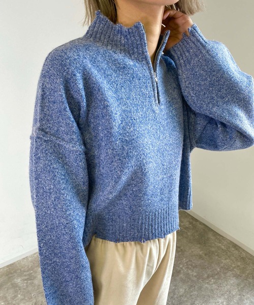 MLI'A（エムリア）の「ZIP付ショート丈ブロークンニット（ニット/セーター・レディース・ナチュラル/ブルー/イエロー系その他/オレンジ・M）」の17枚目の写真