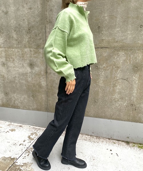 MLI'A（エムリア）の「ZIP付ショート丈ブロークンニット（ニット/セーター・レディース・ナチュラル/ブルー/イエロー系その他/オレンジ・M）」の8枚目の写真