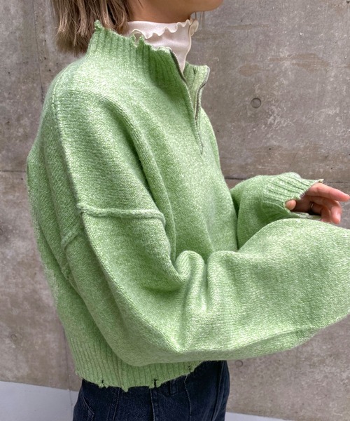 MLI'A（エムリア）の「ZIP付ショート丈ブロークンニット（ニット/セーター・レディース・ナチュラル/ブルー/イエロー系その他/オレンジ・M）」の19枚目の写真