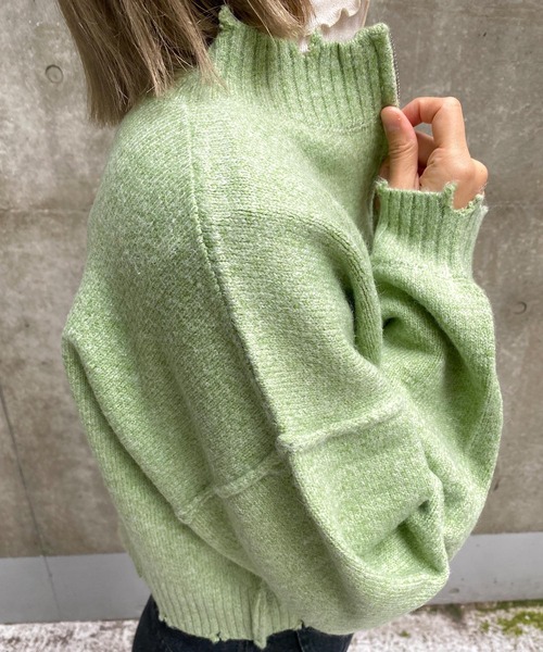 MLI'A（エムリア）の「ZIP付ショート丈ブロークンニット（ニット/セーター・レディース・ナチュラル/ブルー/イエロー系その他/オレンジ・M）」の14枚目の写真