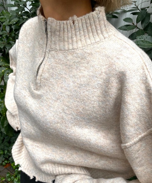 MLI'A（エムリア）の「ZIP付ショート丈ブロークンニット（ニット/セーター・レディース・ナチュラル/ブルー/イエロー系その他/オレンジ・M）」の5枚目の写真