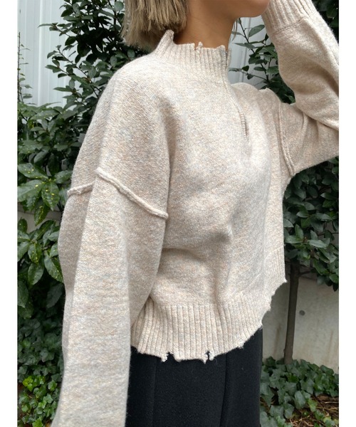 MLI'A（エムリア）の「ZIP付ショート丈ブロークンニット（ニット/セーター・レディース・ナチュラル/ブルー/イエロー系その他/オレンジ・M）」の11枚目の写真