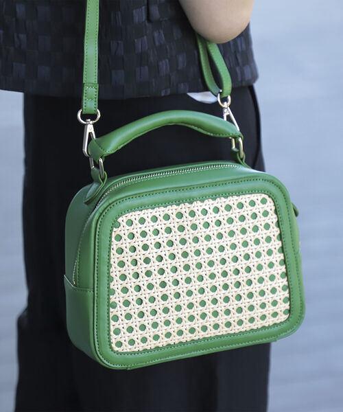 Ray BEAMS(レイビームス)の「Ray BEAMS / カゴメ 編み バッグ(トートバッグ・レディース・グリーン/ブラック・ONE SIZE)」の2枚目の写真