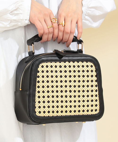 Ray BEAMS(レイビームス)の「Ray BEAMS / カゴメ 編み バッグ(トートバッグ・レディース・グリーン/ブラック・ONE SIZE)」の1枚目の写真