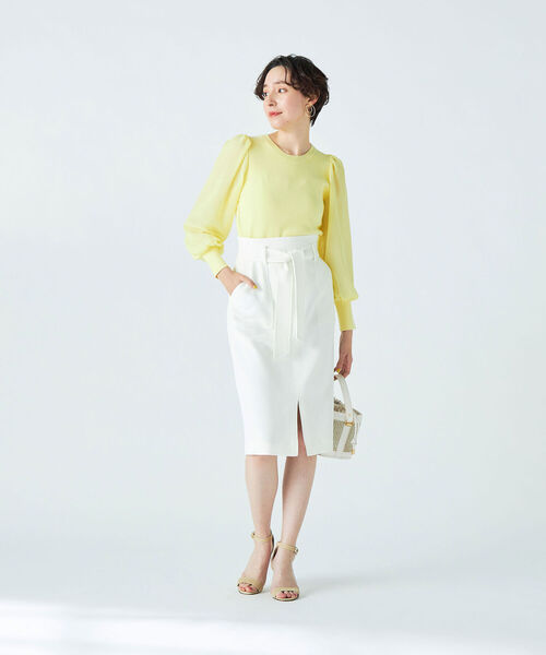 フォクシー♡フローラパフニット　ブルー　シフォン　パフスリーブ　40 フォクシー♡フローラパフニット ブルー シフォン パフスリーブ