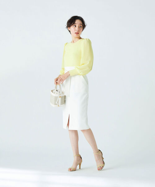 フォクシー♡フローラパフニット　ブルー　シフォン　パフスリーブ　40 フォクシー♡フローラパフニット ブルー シフォン パフスリーブ