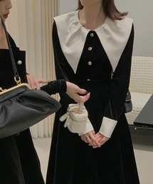Leja（レジャ）の「【LEJA】配色ビッグカラーゴールドボタンベロアブラウス（シャツ/ブラウス）」
