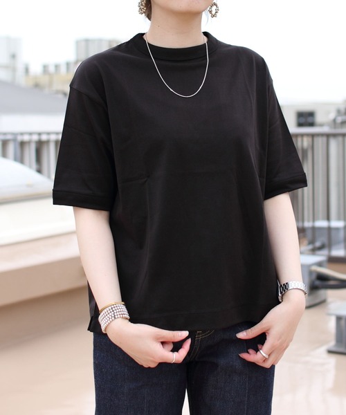handvaerk(ハンドバーク)の「HANDVAERK/ハンドバーグ 60/2 クルーネックショートスリーブTEE CREW NECK SHORTSLEEVE TEE #6115(Tシャツ/カットソー・レディース・ホワイト/ブラック/サックスブルー・S)」の3枚目の写真