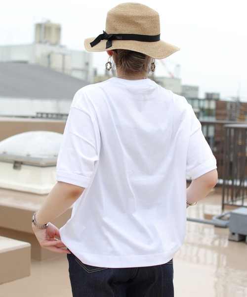 handvaerk(ハンドバーク)の「HANDVAERK/ハンドバーグ 60/2 クルーネックショートスリーブTEE CREW NECK SHORTSLEEVE TEE #6115(Tシャツ/カットソー・レディース・ホワイト/ブラック/サックスブルー・S)」の8枚目の写真