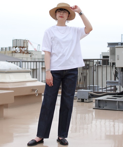 handvaerk(ハンドバーク)の「HANDVAERK/ハンドバーグ 60/2 クルーネックショートスリーブTEE CREW NECK SHORTSLEEVE TEE #6115(Tシャツ/カットソー・レディース・ホワイト/ブラック/サックスブルー・S)」の9枚目の写真