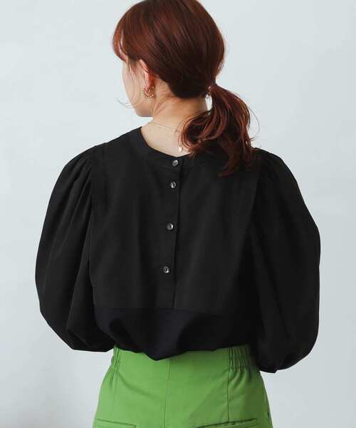 SENSE OF PLACE by URBAN RESEARCH（センスオブプレイスバイアーバンリサーチ）の「ボリュームスリーブドッキングトップ（Tシャツ/カットソー・レディース・ブラック/オフホワイト・ONE）」の15枚目の写真