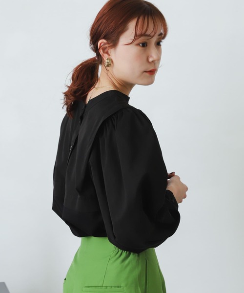 SENSE OF PLACE by URBAN RESEARCH（センスオブプレイスバイアーバンリサーチ）の「ボリュームスリーブドッキングトップ（Tシャツ/カットソー・レディース・ブラック/オフホワイト・ONE）」の11枚目の写真