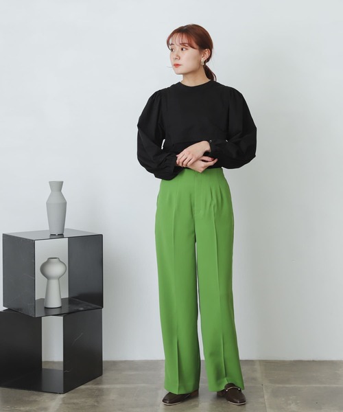 SENSE OF PLACE by URBAN RESEARCH（センスオブプレイスバイアーバンリサーチ）の「ボリュームスリーブドッキングトップ（Tシャツ/カットソー・レディース・ブラック/オフホワイト・ONE）」の3枚目の写真