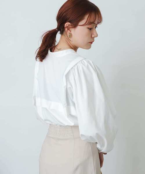 SENSE OF PLACE by URBAN RESEARCH（センスオブプレイスバイアーバンリサーチ）の「ボリュームスリーブドッキングトップ（Tシャツ/カットソー・レディース・ブラック/オフホワイト・ONE）」の8枚目の写真