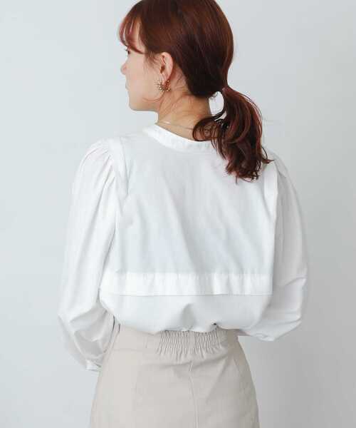 SENSE OF PLACE by URBAN RESEARCH（センスオブプレイスバイアーバンリサーチ）の「ボリュームスリーブドッキングトップ（Tシャツ/カットソー・レディース・ブラック/オフホワイト・ONE）」の12枚目の写真