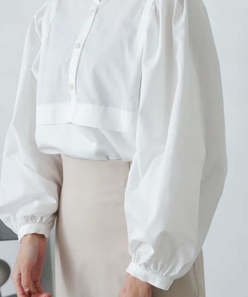 SENSE OF PLACE by URBAN RESEARCH（センスオブプレイスバイアーバンリサーチ）の「ボリュームスリーブドッキングトップ（Tシャツ/カットソー・レディース・ブラック/オフホワイト・ONE）」の19枚目の写真