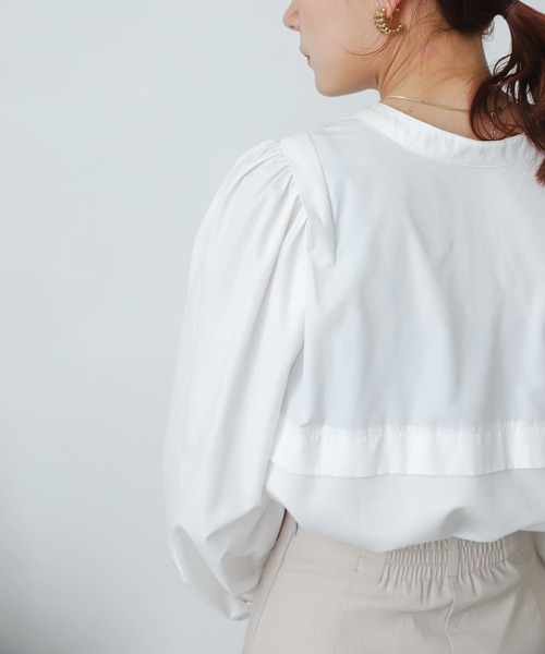 SENSE OF PLACE by URBAN RESEARCH（センスオブプレイスバイアーバンリサーチ）の「ボリュームスリーブドッキングトップ（Tシャツ/カットソー・レディース・ブラック/オフホワイト・ONE）」の13枚目の写真