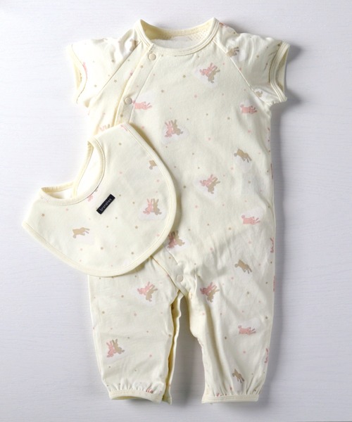 BRANSHES（ブランシェス）の「うさぎ＆雲柄肌着付き半袖2WAYオール（ロンパース・キッズ・ピンク/アイボリー・フリー）」の16枚目の写真