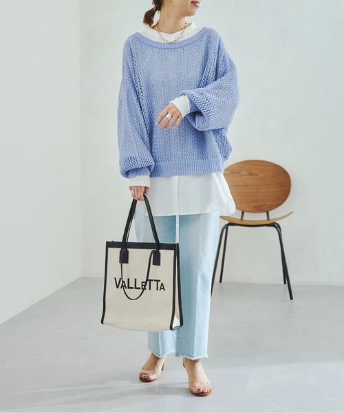 DouDou（ドゥドゥ）の「メッシュプルオーバー（ニット/セーター・レディース・オフホワイト/グレイッシュベージュ/バイオレット/ピンク・FREE）」の7枚目の写真