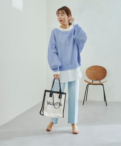 DouDou（ドゥドゥ）の「メッシュプルオーバー（ニット/セーター・レディース・オフホワイト/グレイッシュベージュ/バイオレット/ピンク・FREE）」の10枚目の写真