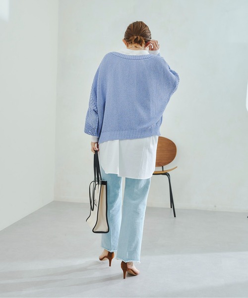 DouDou（ドゥドゥ）の「メッシュプルオーバー（ニット/セーター・レディース・オフホワイト/グレイッシュベージュ/バイオレット/ピンク・FREE）」の11枚目の写真