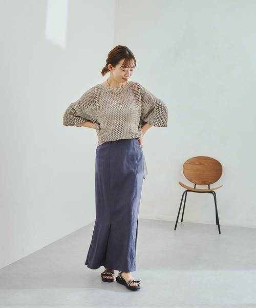 DouDou（ドゥドゥ）の「メッシュプルオーバー（ニット/セーター・レディース・オフホワイト/グレイッシュベージュ/バイオレット/ピンク・FREE）」の19枚目の写真