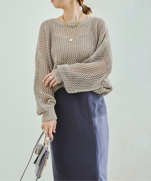 DouDou（ドゥドゥ）の「メッシュプルオーバー（ニット/セーター・レディース・オフホワイト/グレイッシュベージュ/バイオレット/ピンク・FREE）」の22枚目の写真