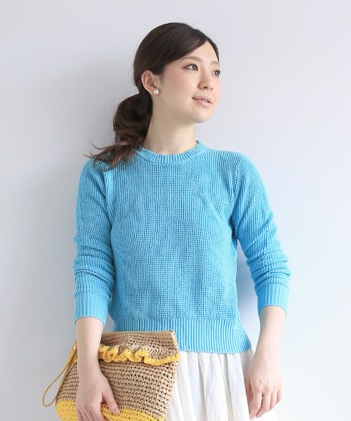 B:MING by BEAMS（ビーミングバイビームス）の「★2 ビーミング by ビームス / ワッフル編みプルオーバー（ニット/セーター・レディース・オフホワイト/トップグレー/ターコイズブルー/オレンジ・ONE SIZE）」の3枚目の写真