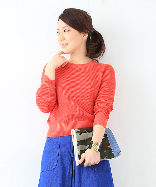 B:MING by BEAMS（ビーミングバイビームス）の「★2 ビーミング by ビームス / ワッフル編みプルオーバー（ニット/セーター・レディース・オフホワイト/トップグレー/ターコイズブルー/オレンジ・ONE SIZE）」の4枚目の写真