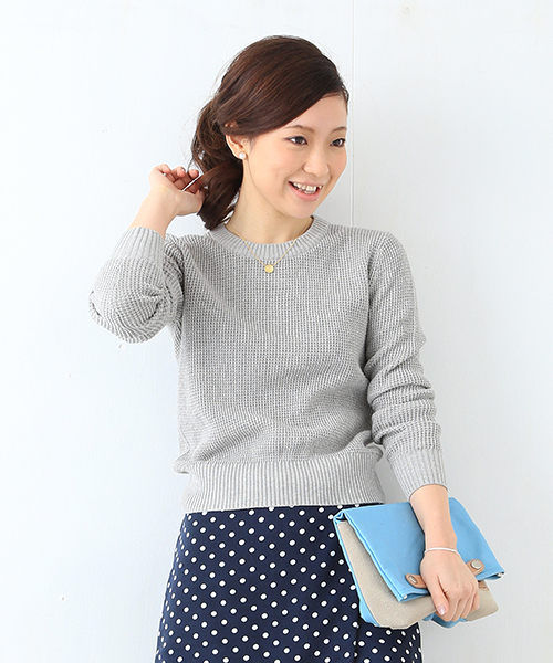 B:MING by BEAMS（ビーミングバイビームス）の「★2 ビーミング by ビームス / ワッフル編みプルオーバー（ニット/セーター・レディース・オフホワイト/トップグレー/ターコイズブルー/オレンジ・ONE SIZE）」の5枚目の写真