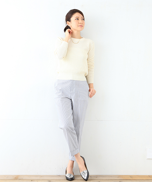 B:MING by BEAMS（ビーミングバイビームス）の「★2 ビーミング by ビームス / ワッフル編みプルオーバー（ニット/セーター・レディース・オフホワイト/トップグレー/ターコイズブルー/オレンジ・ONE SIZE）」の9枚目の写真