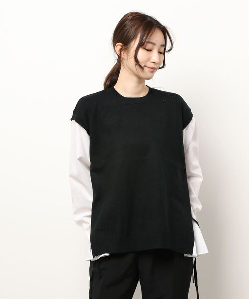 エムエフエディトリアルレディース M F Editorial Women 脇リボンニットベスト 長袖シャツ フェイクレイヤードプルオーバー ニット セーター M F Editorial エムエフエディトリアル のファッション通販 Zozotown