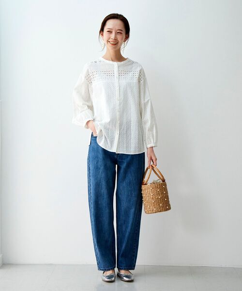 le.coeur blanc（ルクールブラン）の「デニムハイウエストパンツ（デニムパンツ・レディース・ネイビー/ブルー・38/36）」の9枚目の写真