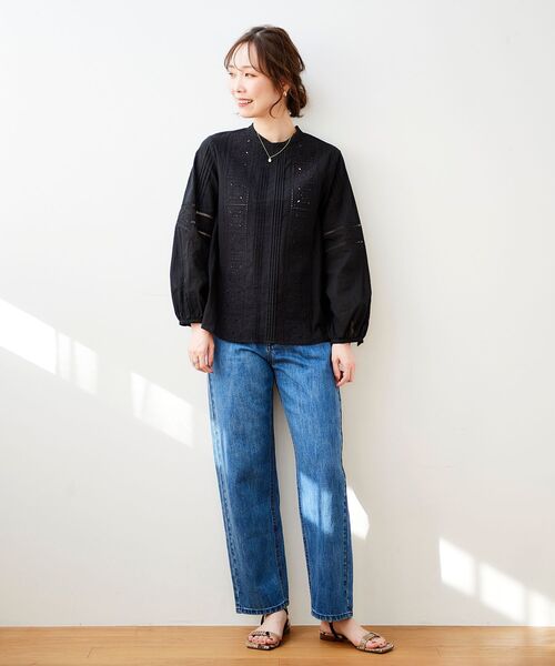 le.coeur blanc（ルクールブラン）の「デニムハイウエストパンツ（デニムパンツ・レディース・ネイビー/ブルー・38/36）」の15枚目の写真