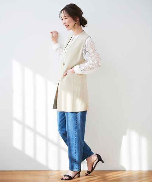 le.coeur blanc（ルクールブラン）の「デニムハイウエストパンツ（デニムパンツ・レディース・ネイビー/ブルー・38/36）」の14枚目の写真