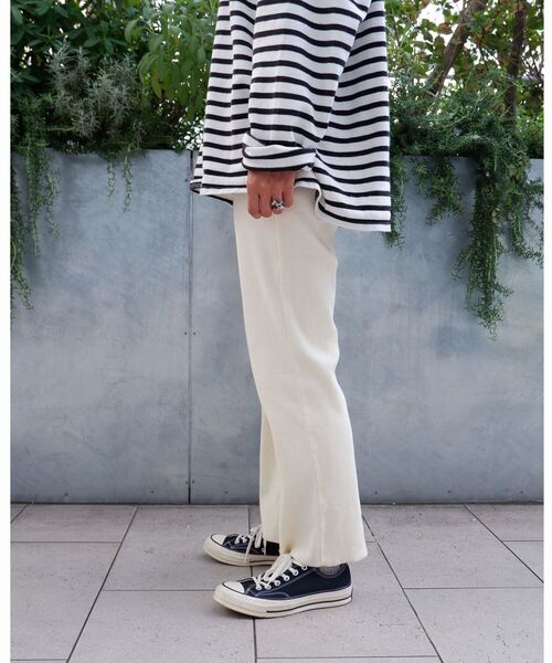 MANASTASH(マナスタッシュ)の「MANASTASH/マナスタッシュ W's RIB FLARE PANTS ウィメンズリブフレアパンツ(その他パンツ・レディース・ブラック/アイボリー/ミント・MEDIUM)」の4枚目の写真