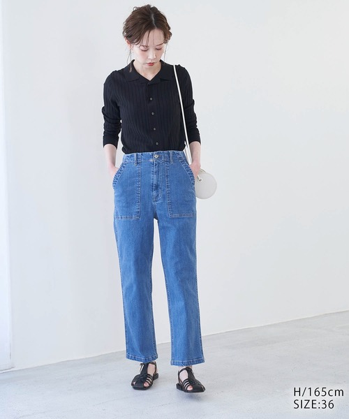 ROPE' PICNIC(ロペピクニック)の「【WEB限定】デニムベイカーパンツ(デニムパンツ・レディース・ネイビー/ブルー・36/38/40)」の6枚目の写真