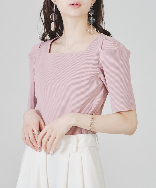 acro(アクロ)の「パワショルドライタッチスクエアネックニット/AC1342(Tシャツ/カットソー・レディース・アイボリー/ブラック/ピンク/パープル・フリ-)」の4枚目の写真