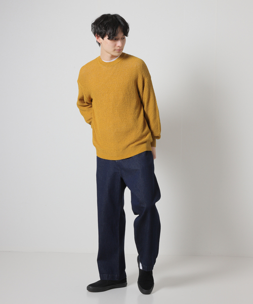 JOURNAL STANDARD J.S HOMESTEAD(ジャーナルスタンダードホームステッド)の「【j.s.homestead】LINEN MIX TAPE YARN クルーネックニット(ニット/セーター・メンズ・ライトホワイト/イエロー/ブラック系その他・MEDIUM/LARGE)」の4枚目の写真