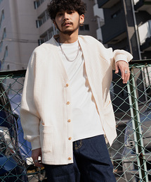 『CavariA/キャバリア』ワッフルニットボタンカーディガン