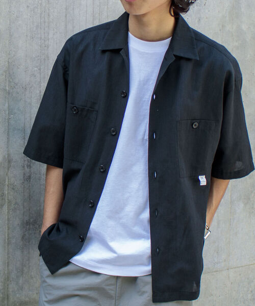 GLOSTER（グロスター）の「【WORK ABOUT/ワークアバウト】TROPICAL SHIRT トロピカルオープンカラーシャツ（シャツ/ブラウス・メンズ・キナリ/ブラック/グリーン/グレイッシュブルー・MEDIUM/LARGE）」の3枚目の写真